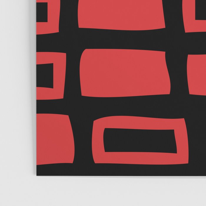 Mid Century Modern Abstract Squares Pattern 541 Black and Red Poster Gallery Image 3