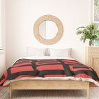 Mid Century Modern Abstract Squares Pattern 541 Black and Red Duvet Cover Gallery Image 3