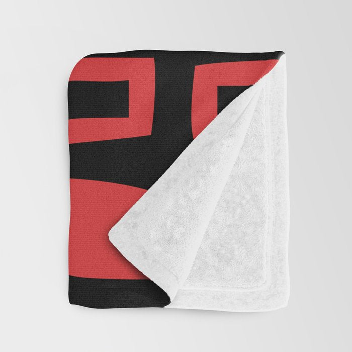 Mid Century Modern Abstract Squares Pattern 541 Black and Red Throw Blanket Gallery Image 3