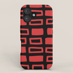 Mid Century Modern Abstract Squares Pattern 541 Black and Red iPhone Case Gallery Image 1