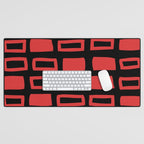 Mid Century Modern Abstract Squares Pattern 541 Black and Red Desk Mat Gallery Image 1