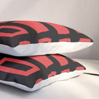 Mid Century Modern Abstract Squares Pattern 541 Black and Red Pillow Sham Gallery Image 3
