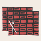 Mid Century Modern Abstract Squares Pattern 541 Black and Red Placemat Gallery Image 1