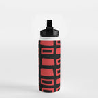 Mid Century Modern Abstract Squares Pattern 541 Black and Red Water Bottle Gallery Image 2