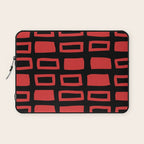 Mid Century Modern Abstract Squares Pattern 541 Black and Red Laptop Sleeve Gallery Image 1