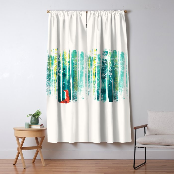 Fox in quiet forest Window Curtain Gallery Image 5