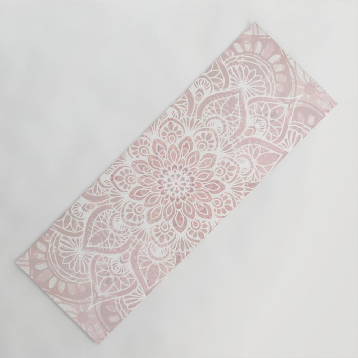 Mandala Yoga Love, Blush Pink Floral Yoga Mat Gallery Image 1