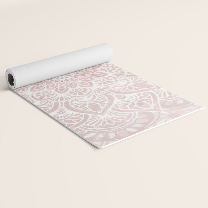 Mandala Yoga Love, Blush Pink Floral Yoga Mat Gallery Image 2