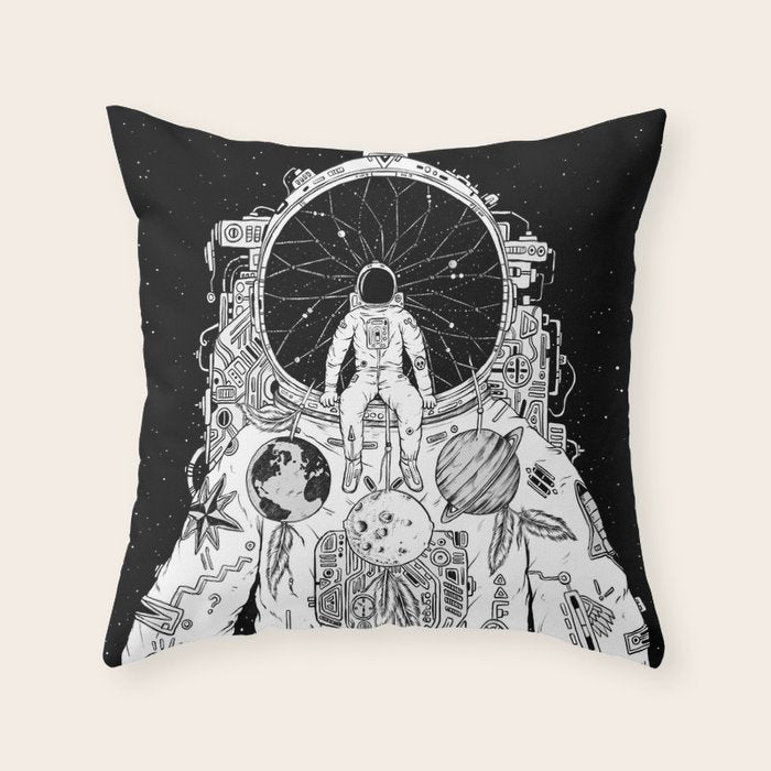 The Dreamer (B/W) Throw Pillow Gallery Image 1