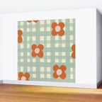 Blue and red floral check Wall Mural Gallery Image 2