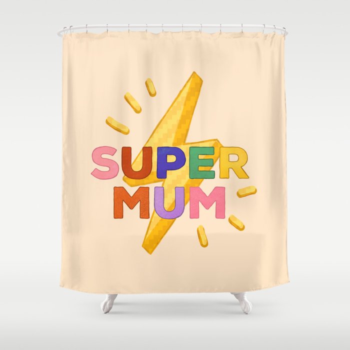 Retro Super Mum  Shower Curtain Gallery Image 1