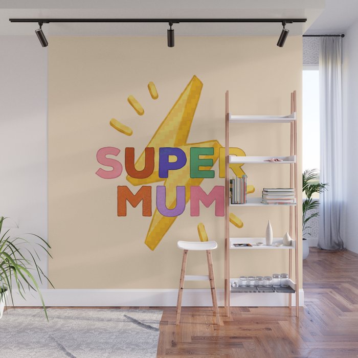 Retro Super Mum  Wall Mural Gallery Image 1