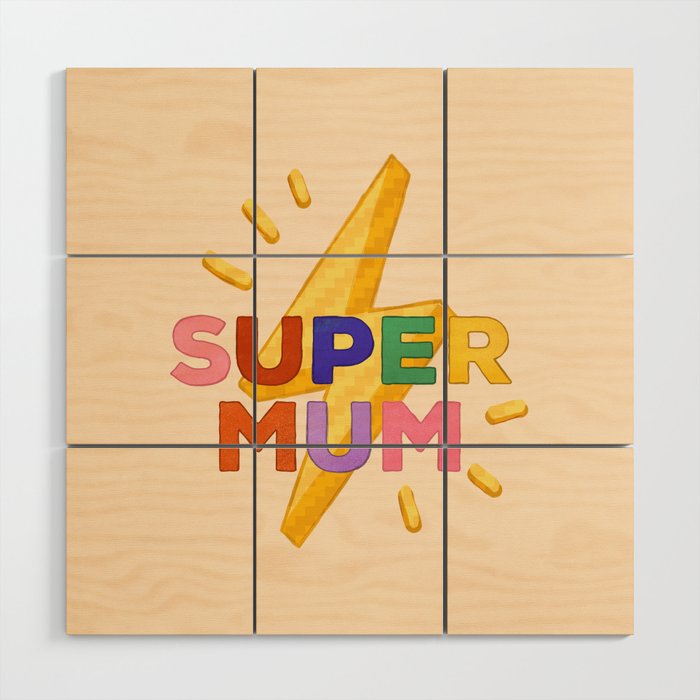 Retro Super Mum  Wood Wall Art Gallery Image 1