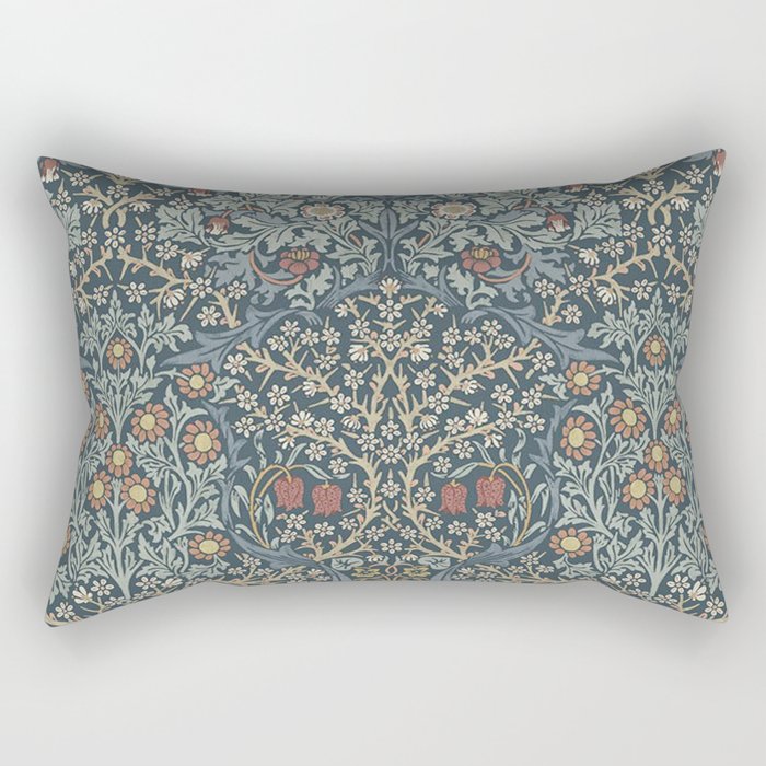 William Morris Vintage Blackthorn Blue Rectangular Pillow Gallery Image 2