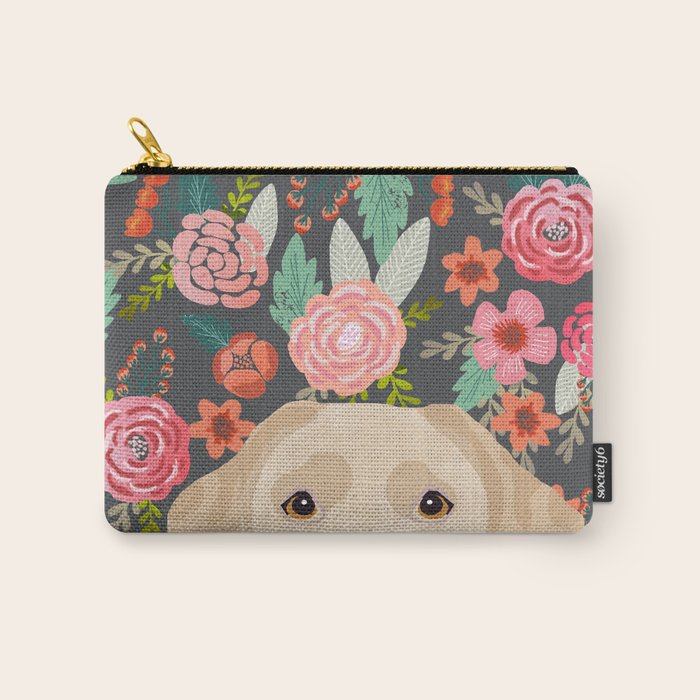Yellow Lab dog portrait labrador retriever dog art pet friendly florals floral Carry All Pouch Gallery Image 1