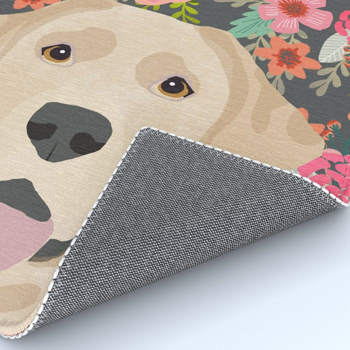 Yellow Lab dog portrait labrador retriever dog art pet friendly florals floral Rug Gallery Image 4