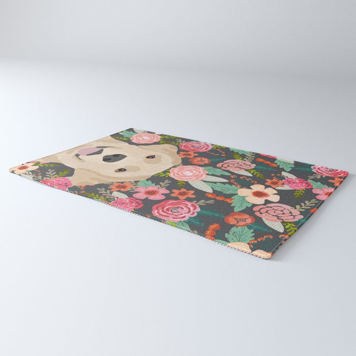 Yellow Lab dog portrait labrador retriever dog art pet friendly florals floral Rug Gallery Image 3