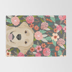 Yellow Lab dog portrait labrador retriever dog art pet friendly florals floral Rug Gallery Image 2