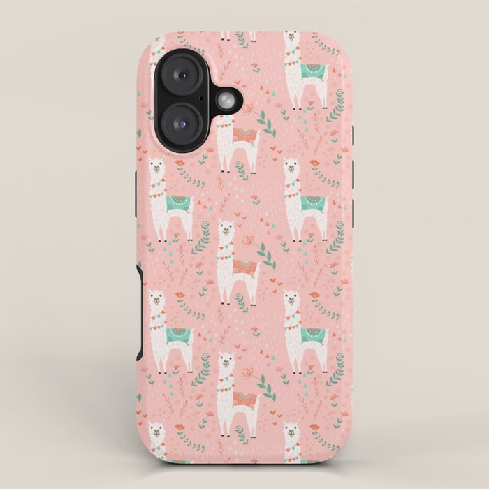 Lovely Llama on Pink iPhone Case Gallery Image 1