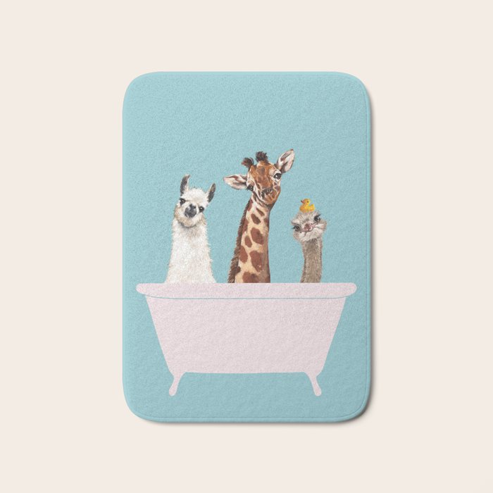 Playful Gangs in Bathtub Blue Bath Mat Gallery Image 1