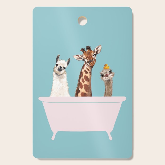 Playful Gangs in Bathtub Blue Cutting Board Gallery Image 1