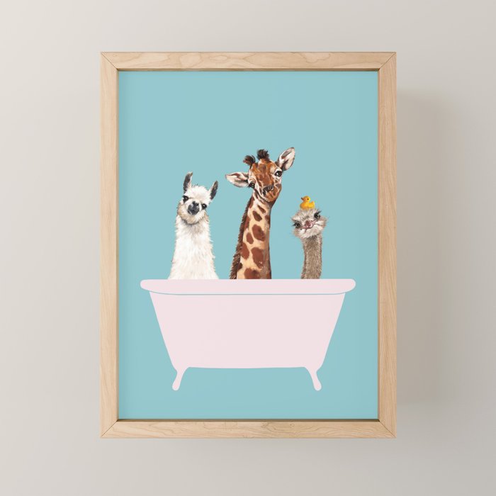 Playful Gangs in Bathtub Blue Mini Art Print Gallery Image 1