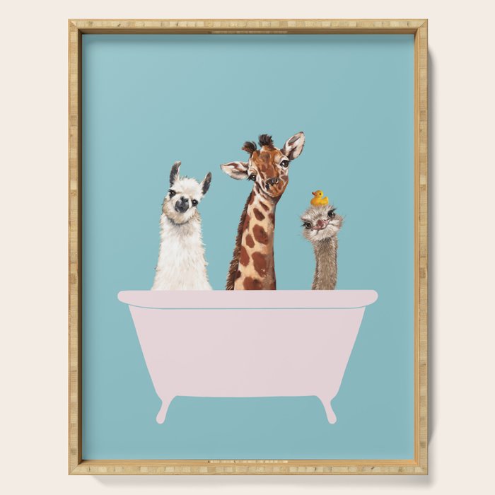 Playful Gangs in Bathtub Blue Serving Tray Gallery Image 1