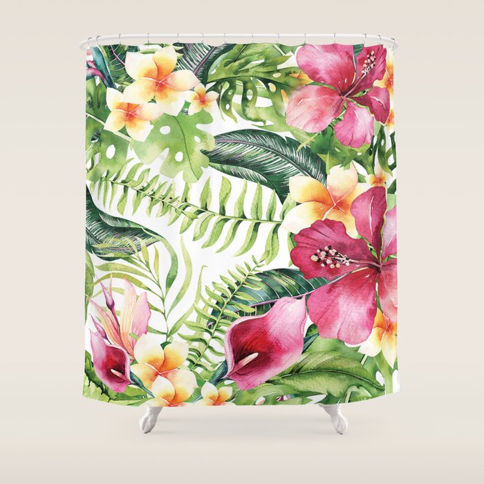 Tropical Botanical Shower Curtain Gallery Image 1