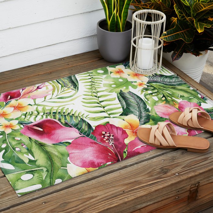 Tropical Botanical Outdoor Rug Gallery Image 2