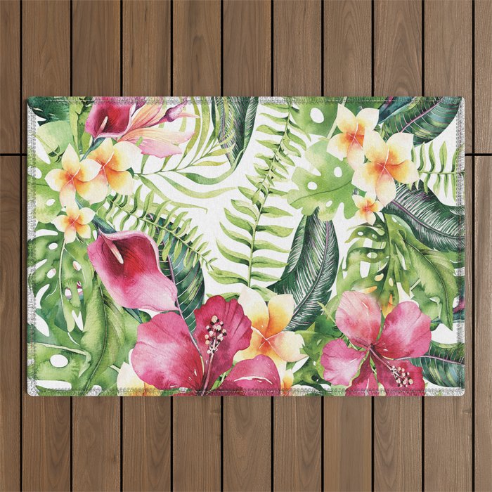 Tropical Botanical Outdoor Rug Gallery Image 1