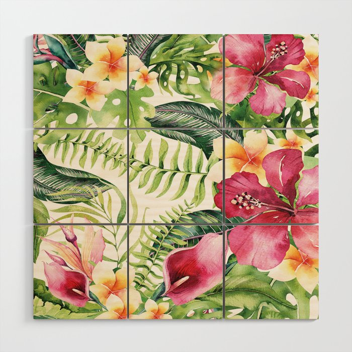 Tropical Botanical Wood Wall Art Gallery Image 1