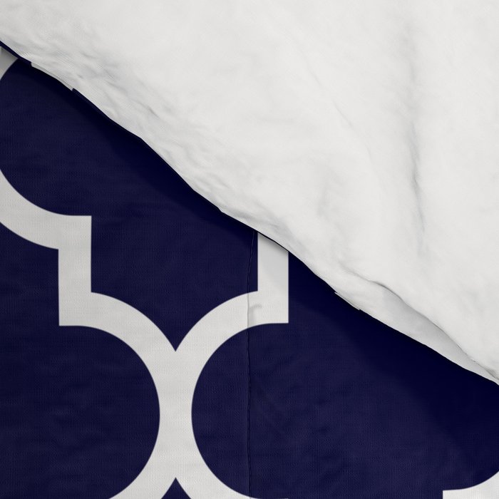 White Moroccan Quatrefoil On Navy Blue Comforter Gallery Image 4