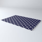 White Moroccan Quatrefoil On Navy Blue Rug Gallery Image 3