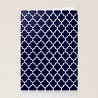 White Moroccan Quatrefoil On Navy Blue Stationery Card Gallery Image 2
