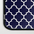 White Moroccan Quatrefoil On Navy Blue Laptop Sleeve Gallery Image 3