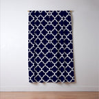White Moroccan Quatrefoil On Navy Blue Window Curtain Gallery Image 3