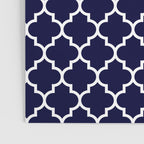 White Moroccan Quatrefoil On Navy Blue Poster Gallery Image 3