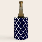 White Moroccan Quatrefoil On Navy Blue Wine Chiller Gallery Image 1