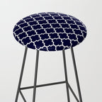 White Moroccan Quatrefoil On Navy Blue Stool Gallery Image 2