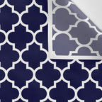 White Moroccan Quatrefoil On Navy Blue Wall Tapestry Gallery Image 3