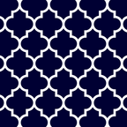 White Moroccan Quatrefoil On Navy Blue Coffee Mug Gallery Image 2