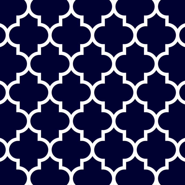 White Moroccan Quatrefoil On Navy Blue Coffee Mug Gallery Image 2