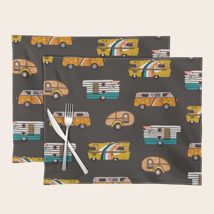 Retro Road Trip - Charcoal Placemat Gallery Image 1