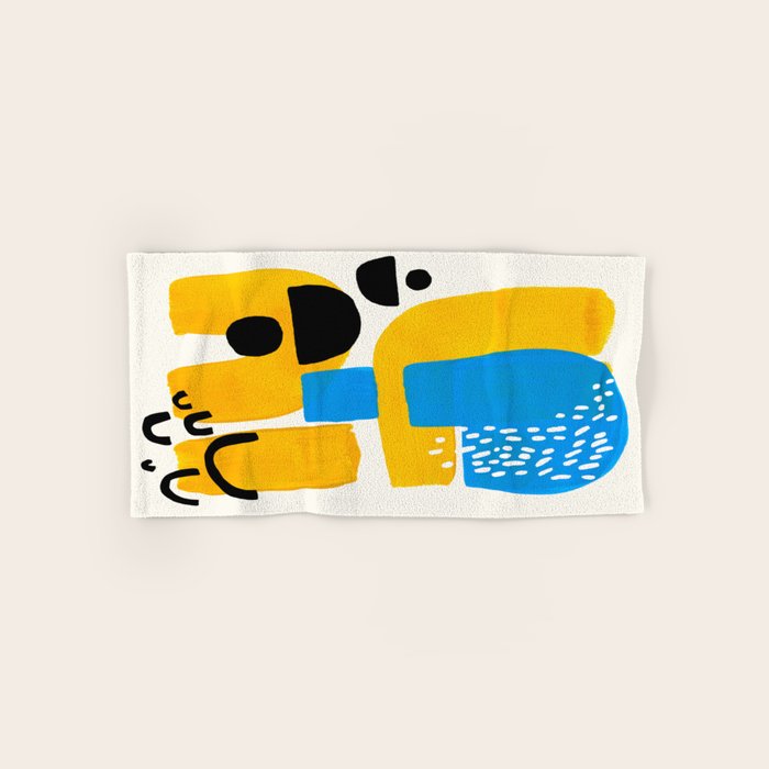 Mid Century Modern abstract Minimalist Fun Colorful Shapes Patterns Ikea Yellow & Blue Towels Gallery Image 1