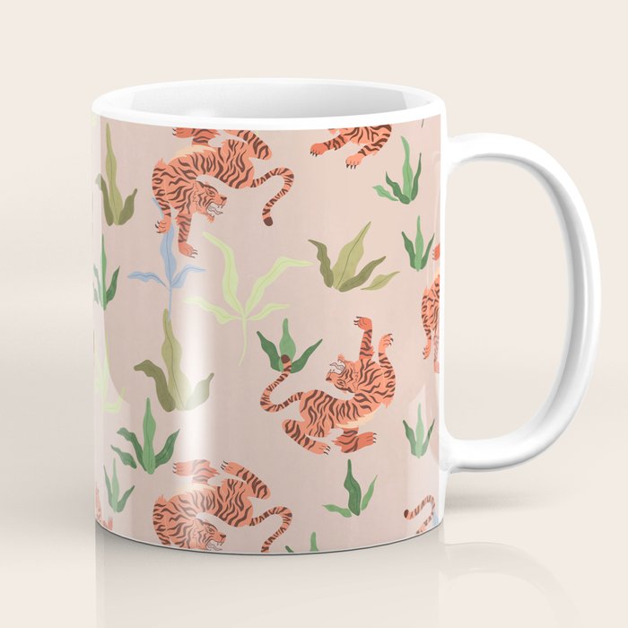Dancing Tiger (Taupe) Coffee Mug Gallery Image 1