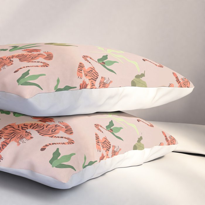 Dancing Tiger (Taupe) Pillow Sham Gallery Image 3