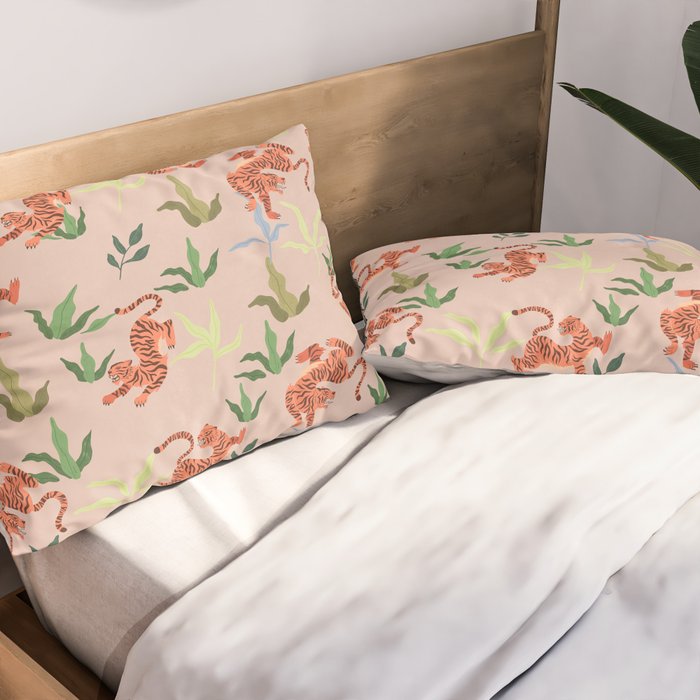 Dancing Tiger (Taupe) Pillow Sham Gallery Image 2