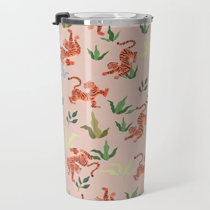Dancing Tiger (Taupe) Travel Mug Gallery Image 3