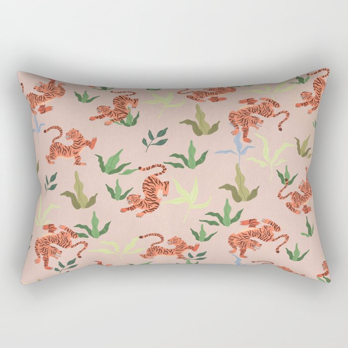 Dancing Tiger (Taupe) Rectangular Pillow Gallery Image 2