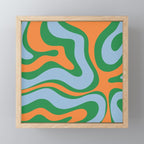 Bold Modern Retro Liquid Swirl Abstract Pattern Green Orange Baby Blue Mini Art Print Gallery Image 1
